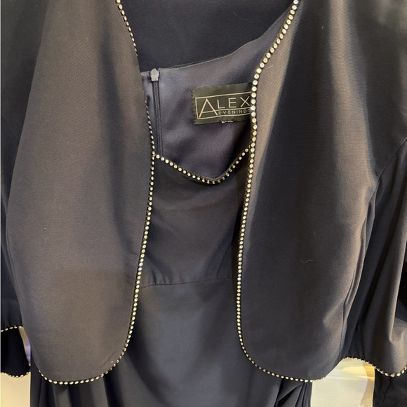 Alex Evenings Asymmetrical Navy Dress with Jacket - Picture 2 of 4